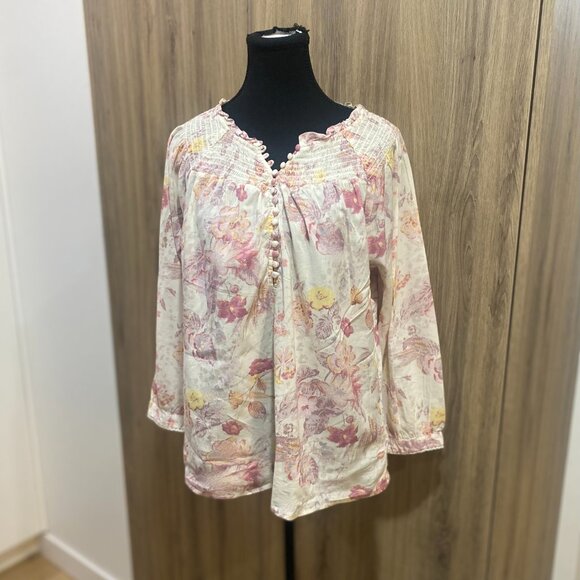 Paige Jaylee 3/4 sleeve Smocked Neck Blouse - Picture 4 of 11